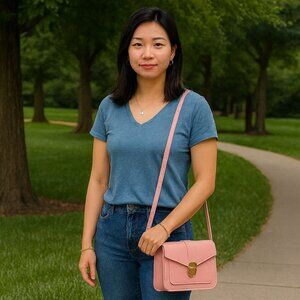 NEW Vegan Leather Light Pink Crossbody